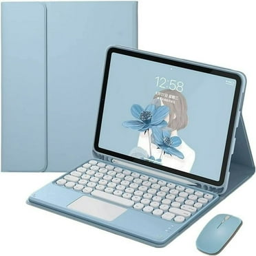 SUGARMOM iPad 10th Generation 2022 10.9” Color Touch Keyboard Case with Bluetooth Mouse Cute Round Key TouchPad Detachable Keyboard for iPad 10