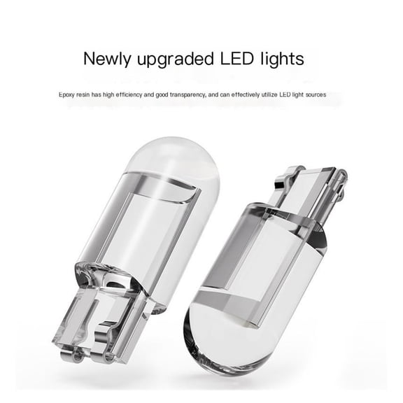 SUGAUNGHUI 2pcs Car glass full transparent LED headlights T10 width indicator lights COB car light bulb modification accessories LED license plate lights, car accessories