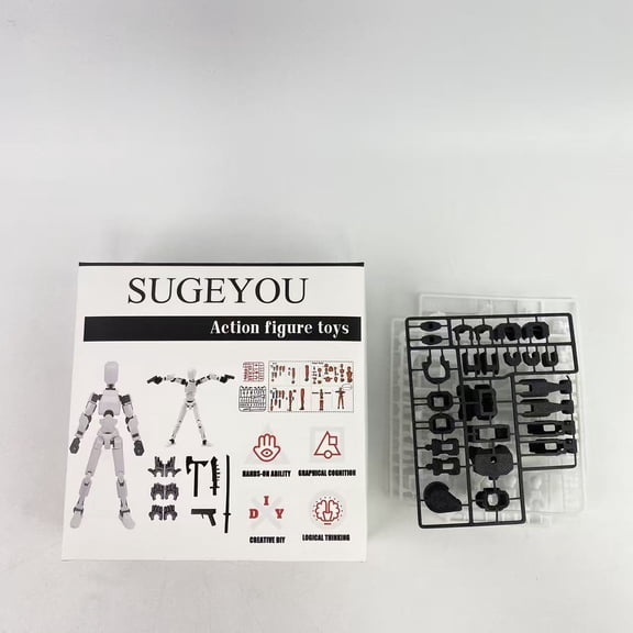 SUGEYOU Action figure toys,Dummy Robot Action Figures Set,3D Printed Multi-Jointed Action Figures,Action Figure for Collectors Desktop Decorations (White)