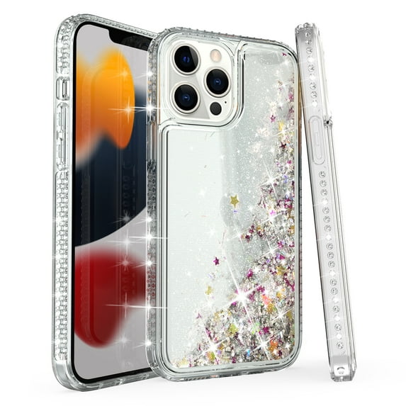 SUGIF Case for iPhone 13 Pro Max Case for Women Girls Full Body Bling Liquid Sparkle Fashion Flowing Quicksand Case (6.7in)