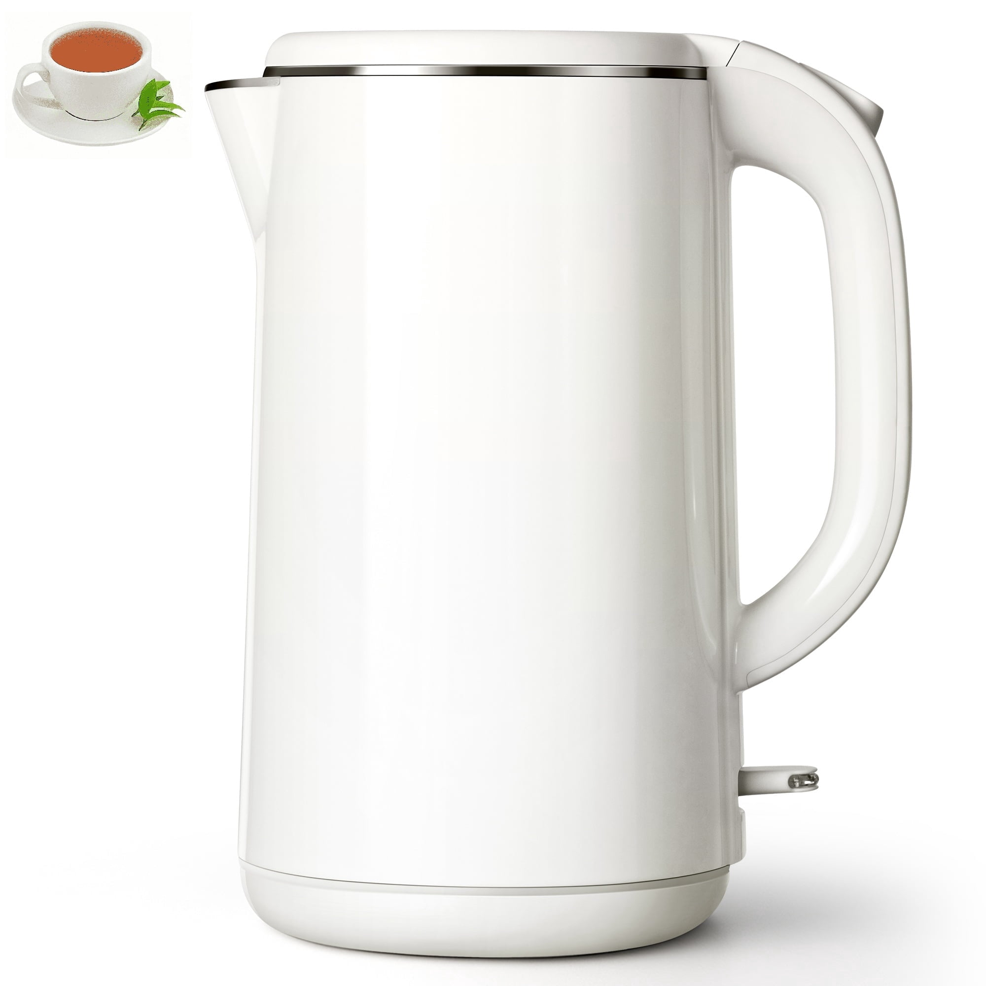 SUGIFT 1.8L (60oz) Electric Kettle, 1100W Electric Tea Kettle, Auto Shut Off, Double Wall, Stainless Steel, White