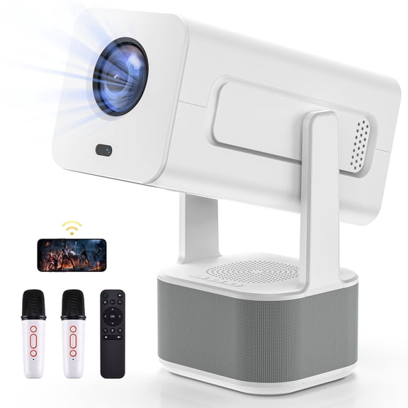 SUGIFT Mini Projector 1080P Smart Portable with WiFi 6 and Bluetooth plus Android 11 for Movies Gaming and Streaming up to 200 Inch, White