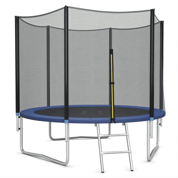 SUGIFT 10ft Trampoline for Kids with Safety Enclosure Net & Ladder - Outdoor Blue Bounce Play for Children Ages 3-12