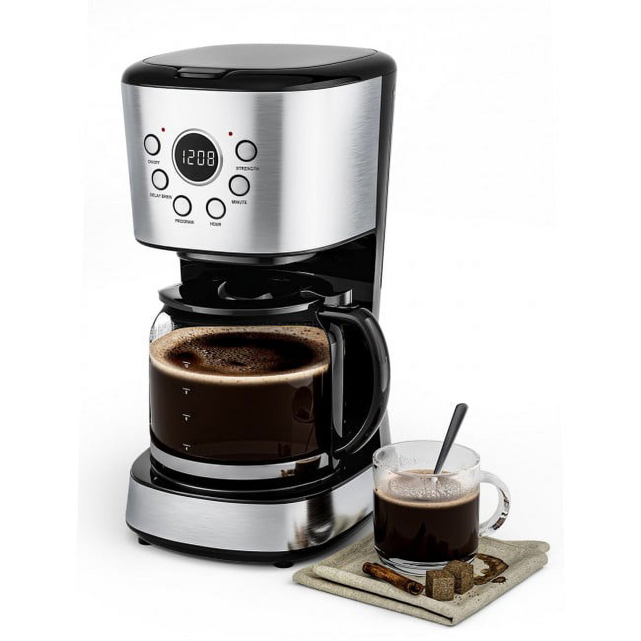 Bogner RNAB0BYTMDF63 bogner programmable drip coffee maker with timer, 12  cup capacity, stainless steel with digital board, 1000w power, permanent