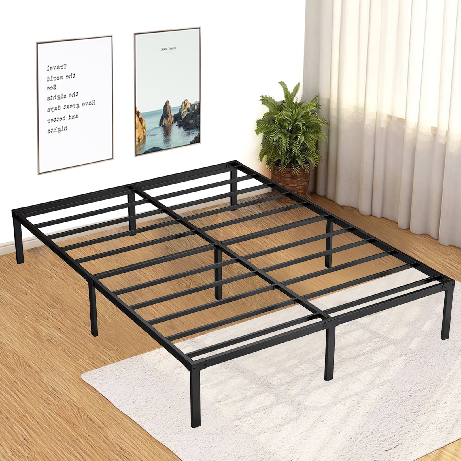 SUGIFT 14 Inch Metal Platform Bed Frame Queen Size Heavy Duty Beds No