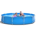 thumbnail image 1 of Airfind 12ft x 30in Round Above Ground Swimming Pool with Iron Frame & Pool Cover, 3-Layer PVC Mesh, Blue, 1 of 10