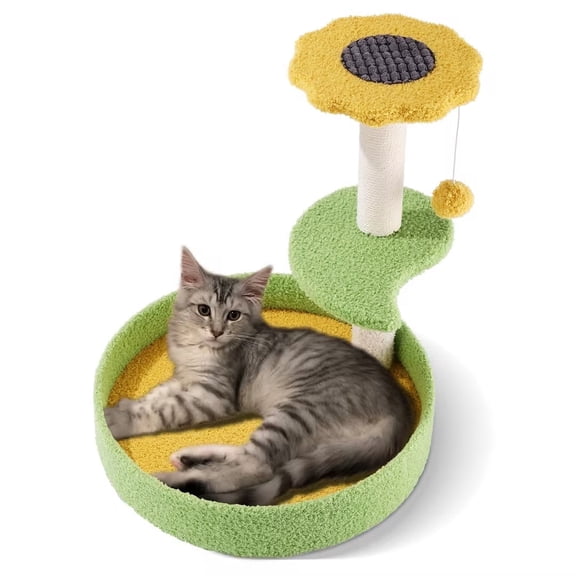 SUGIFT Cute Cat Tree with Sisal Scratching Posts Multi-Level Cat Tower for Indoor Small Medium Cats, Green