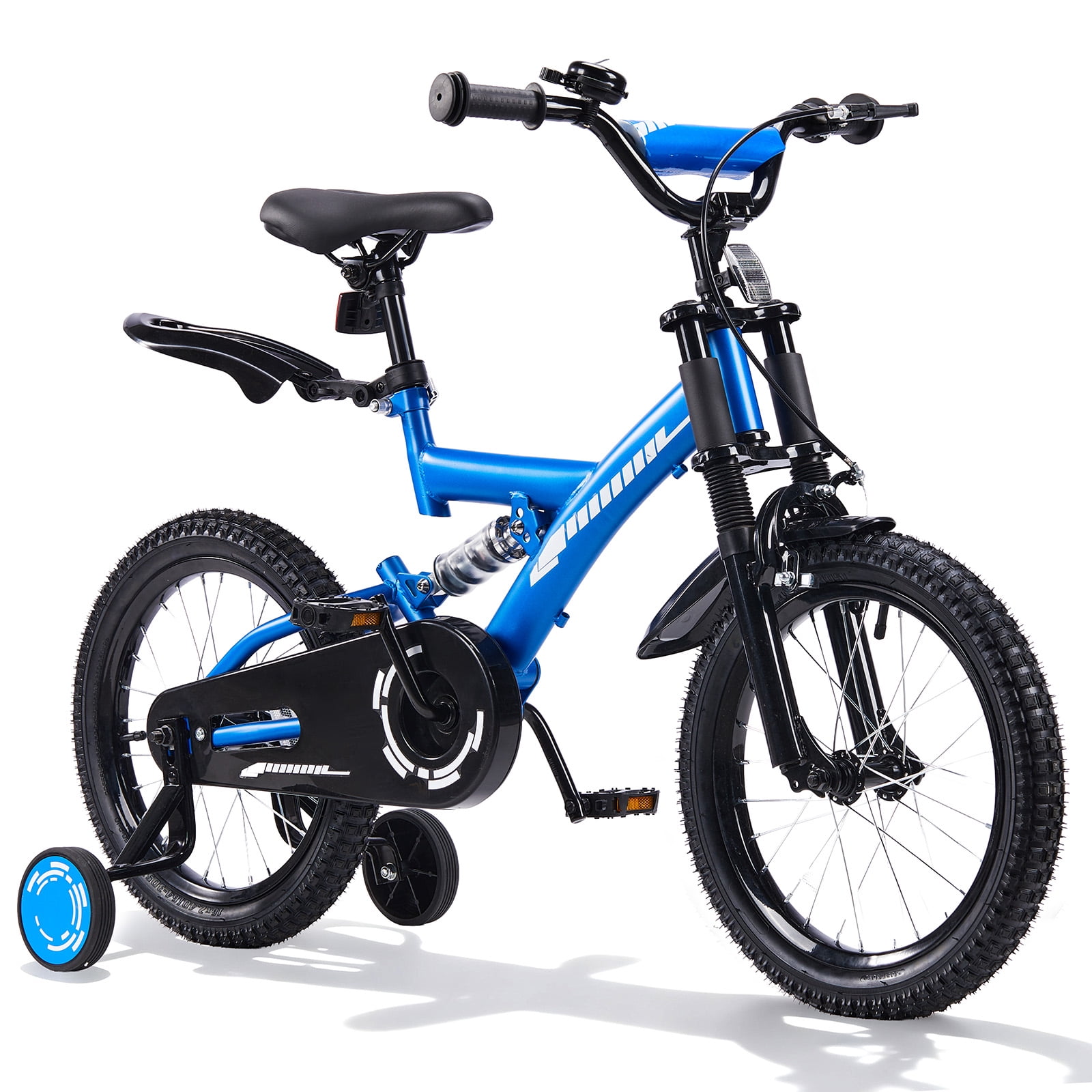 SUGIFT 18 Inch Kids Bike for Boys Girls Ages 6-9, Training Wheels, Handbrake and Bell, Blue