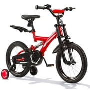 SUGIFT 18 Inch Kids Bike for Boys Girls Ages 6-9, Training Wheels, Handbrake and Bell, Red deal from Walmart
