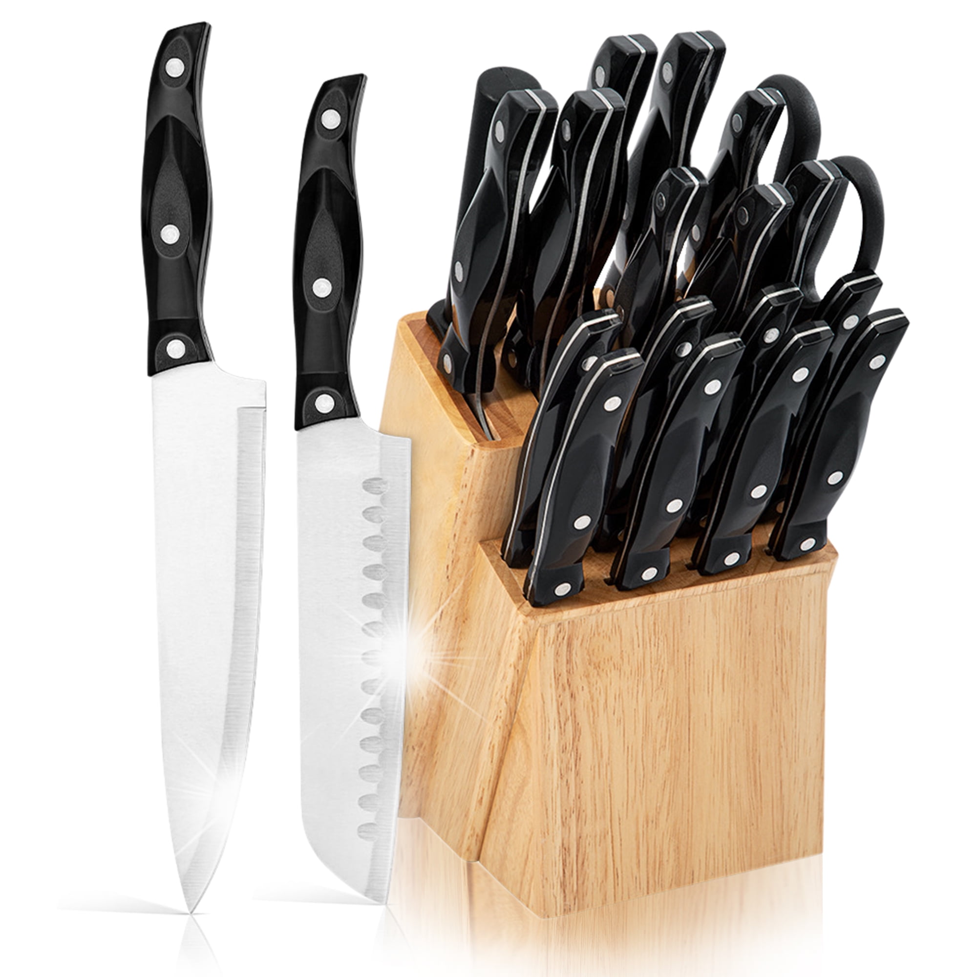 Knife Set, Jiaedae 15 Pieces Stainless Steel Knife Block Set with Acrylic  Stand, Knife Sets for Kitchen with Block, Knife Set with Clear Block