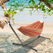SUGIFT 2-Person Hammock with Space Saving Steel Stand and Portable Carrying Bag, 48"W x 120" L, Red