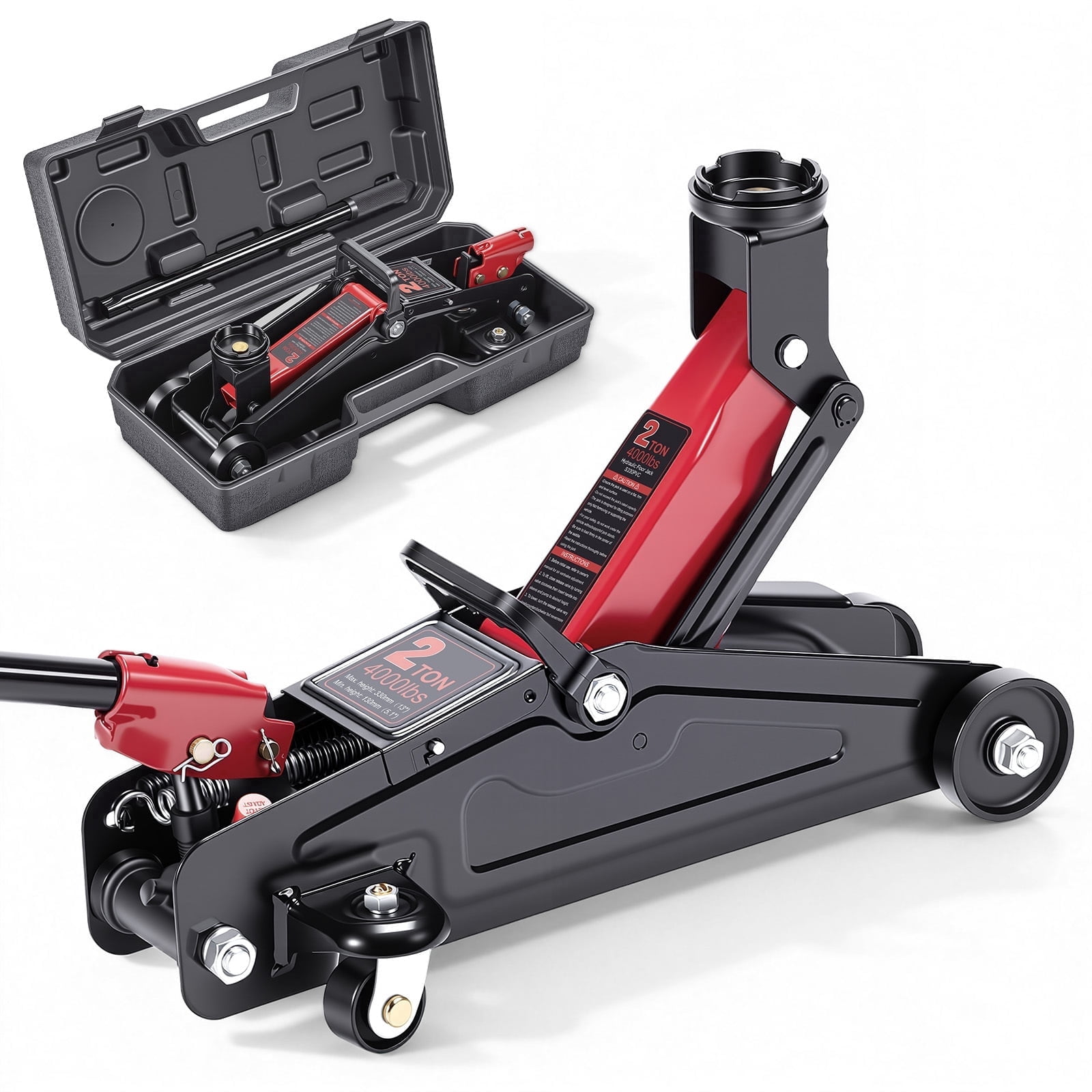 SUGIFT 2 Ton Low Profile Hydraulic Floor Jack, 4000 lb Heavy Duty Steel Trolley Car Jack, 5.1 to 13 in Quick Lift for Sedans, Small SUVs, Golf Carts & Lawn Mowers, Garage & Roadside Tire Change