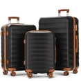 thumbnail image 1 of SUGIFT 3 Piece Expandable ABS Hardshell Luggage Sets Spinner Wheel Suitcase TSA Lock Suit Case, Black/Brown, 20/24/28 Inch, 1 of 8