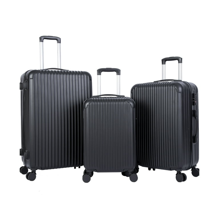 SUGIFT 3 Piece Luggag Sets Nested Spinner Suitcase with TSA Lock and 360 Spinner Wheels 20 24 28 inch Suitcase Sets Black