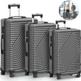 thumbnail image 1 of SUGIFT 3 Piece Luggage Sets, 20/24/28 inch Suitcase Sets with Spinner Wheels, Hardside Luggage Set, Deep Gray, 1 of 8