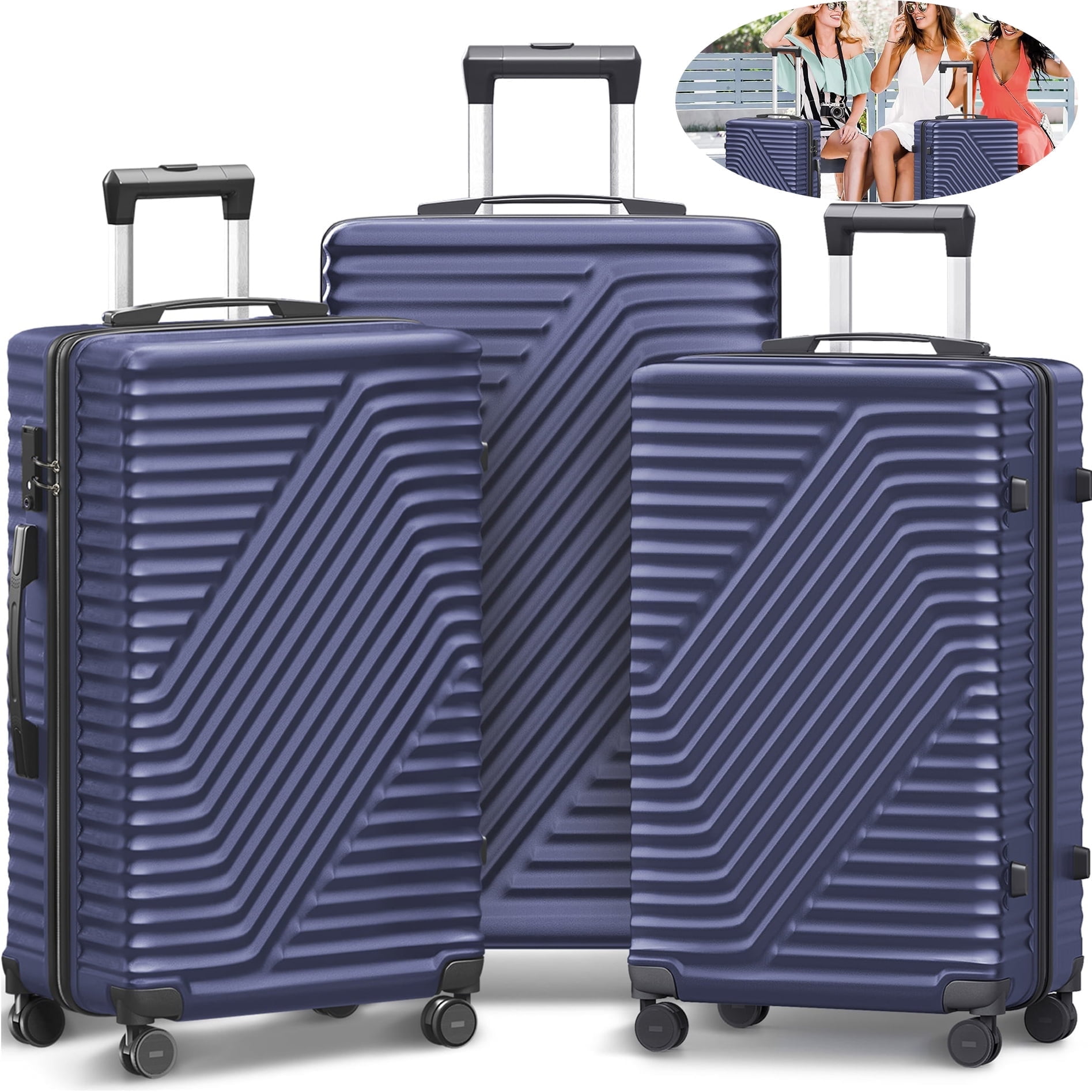 SUGIFT 3 Piece Luggage Sets, 20/24/28 inch Suitcase Sets with