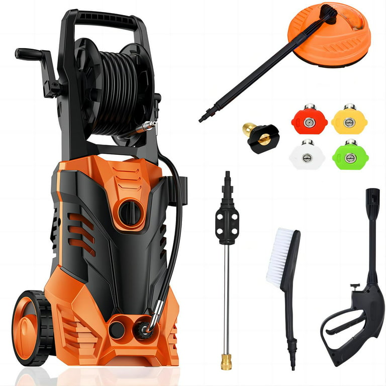 SUGIFT 3000PSI Electric Pressure Washer Cleaner 2.0 GPM 2200W with Hose Reel