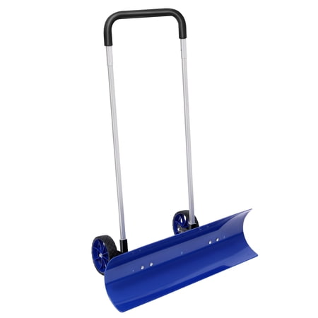 SUGIFT 37-Inch Snow Shovel with Wheels Efficient Snow Pusher for Driveway, Reversible Blade, Easy Snow Removal