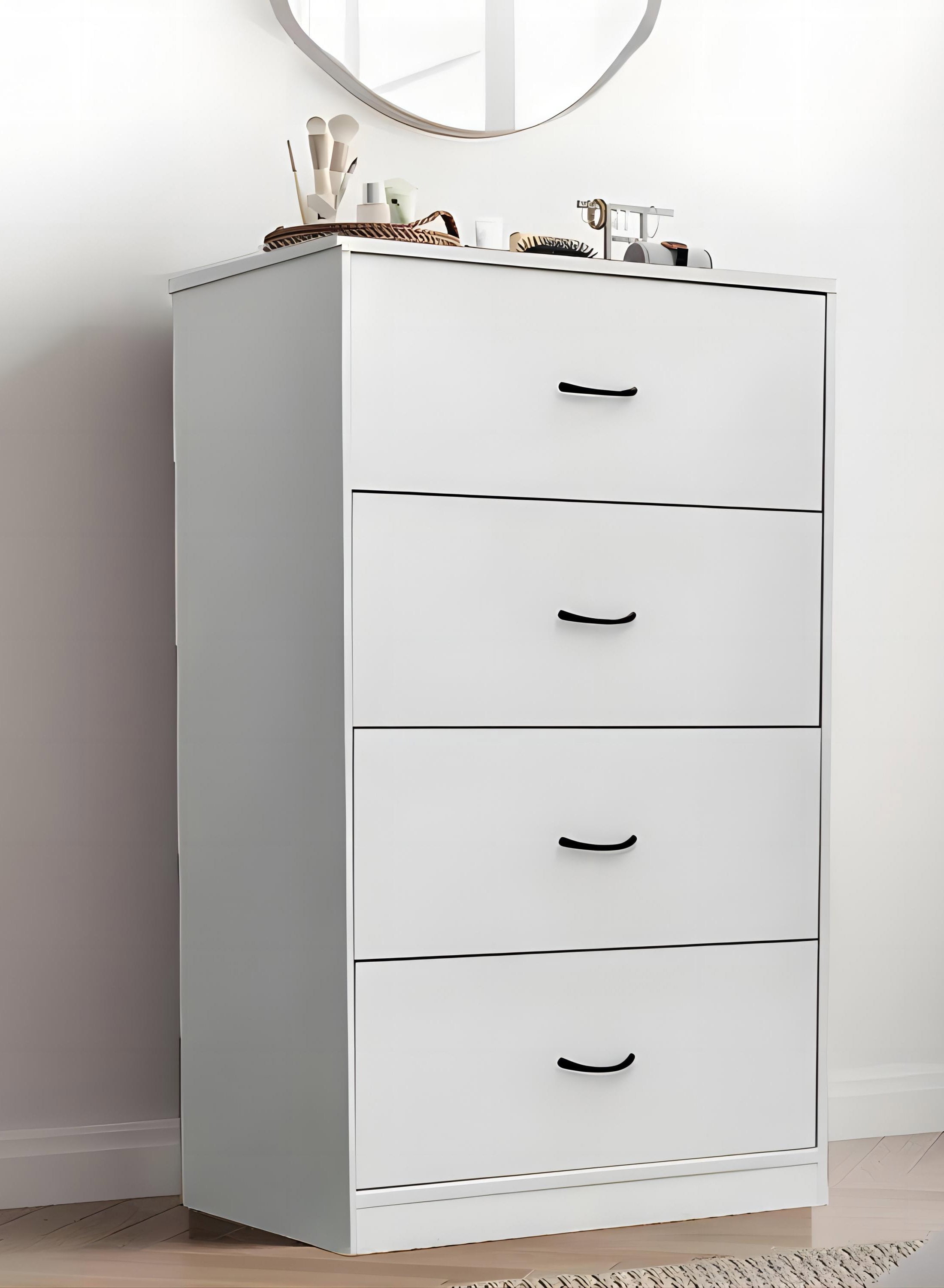 SUGIFT 4 Drawer Wood Dressers for Bedroom, Light Gray