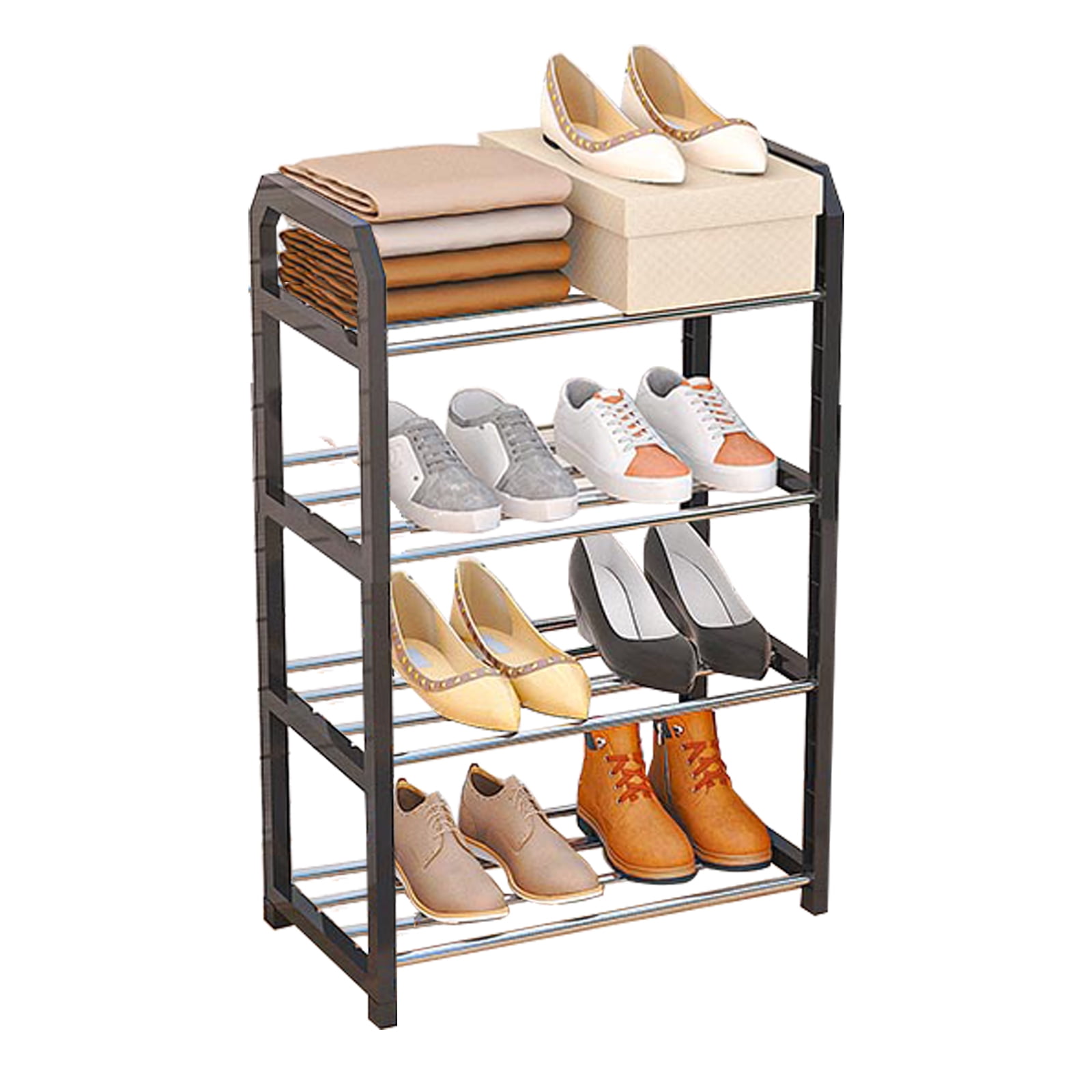 Tabiger 9 Tier Shoe Rack Organizer for Entryway 53-58 Pairs, DIY Stackable  Shoe Rack for Closet Shoe Organizer with Sturdy Shelves and 10 Hooks, Metal
