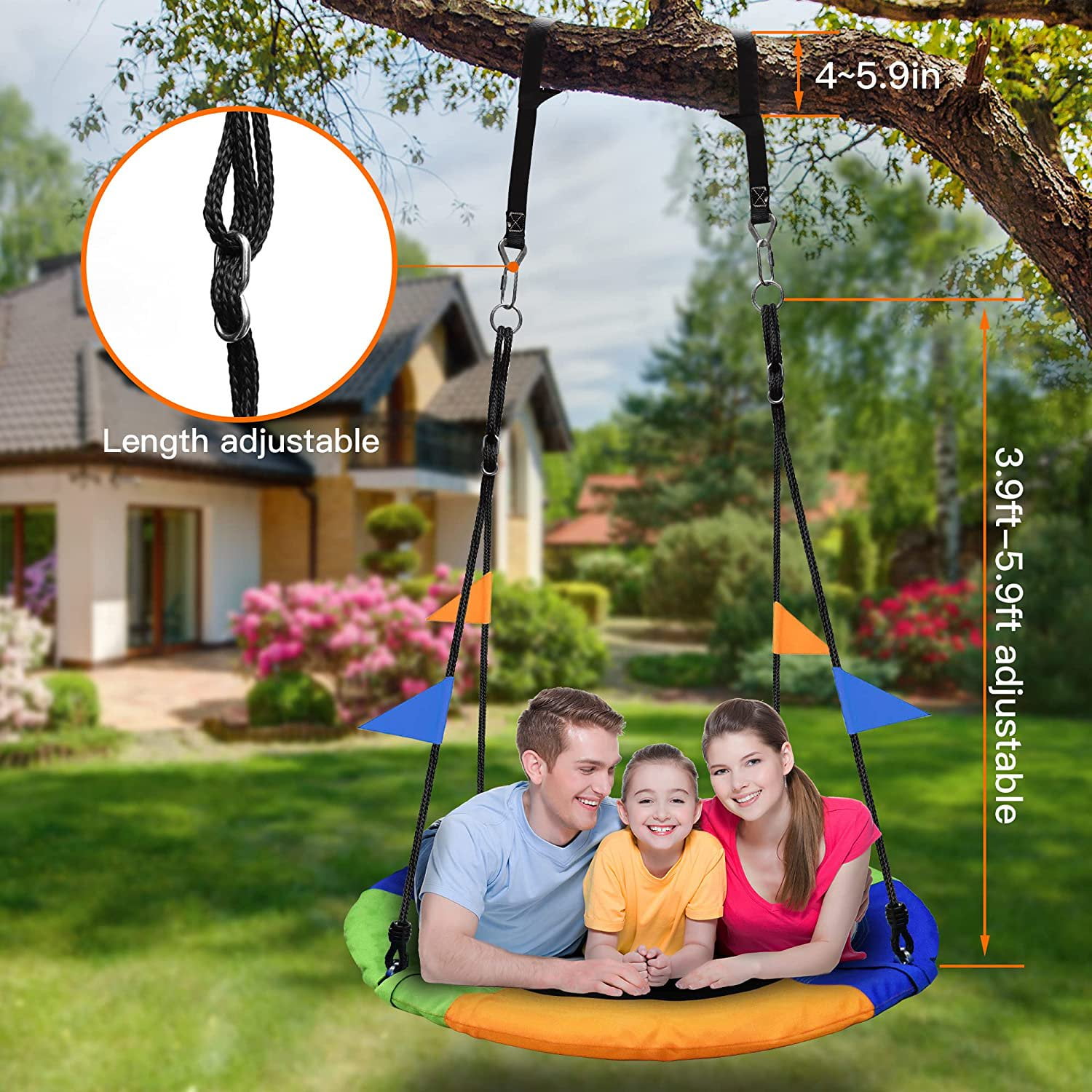 Tree Saucer Rim SUGIFT 40 Inch Tree Swing Saucer Swing, 800Lb Weight Capacity - Walmart.com