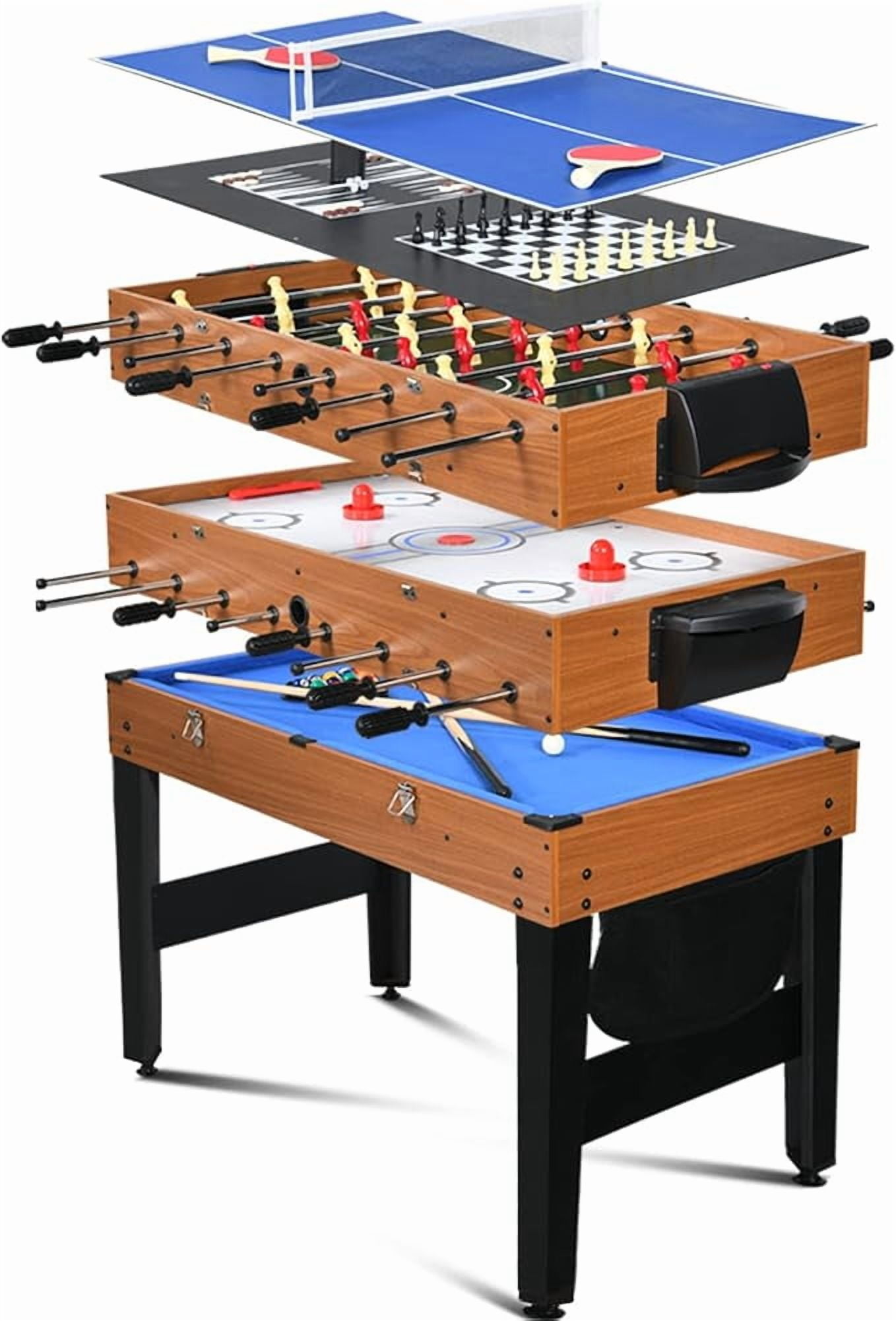 SUGIFT 4ft 7-in-1 Multi Game Table Set w/Hockey/Pool/Foosball/Ping