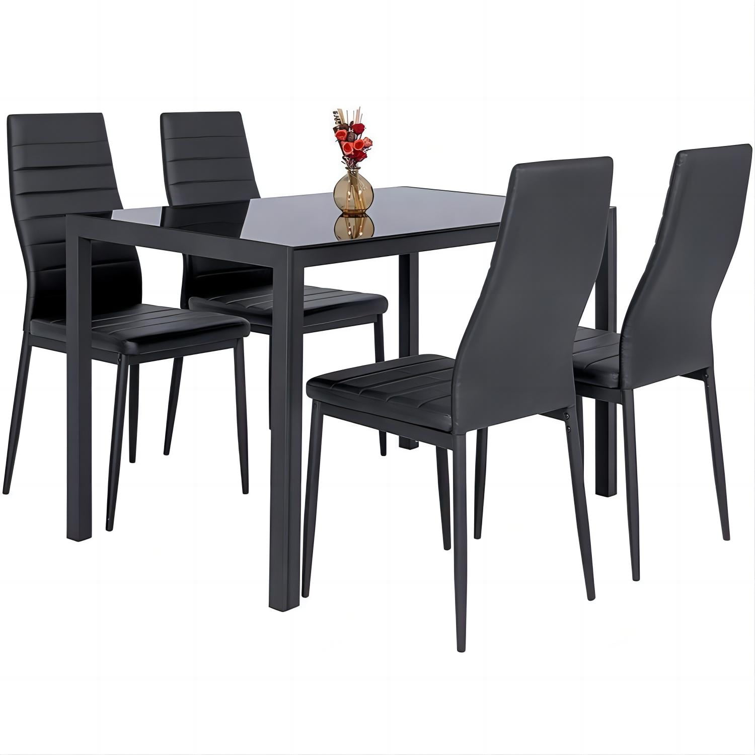 SUGIFT 5 Piece Dining Table Set for 4 with 4 Chairs for Kitchen, Dining Room Black