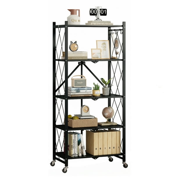 SUGIFT 5 Tier Foldable Storage Shelves, Metal Shelving Units, Storage ...