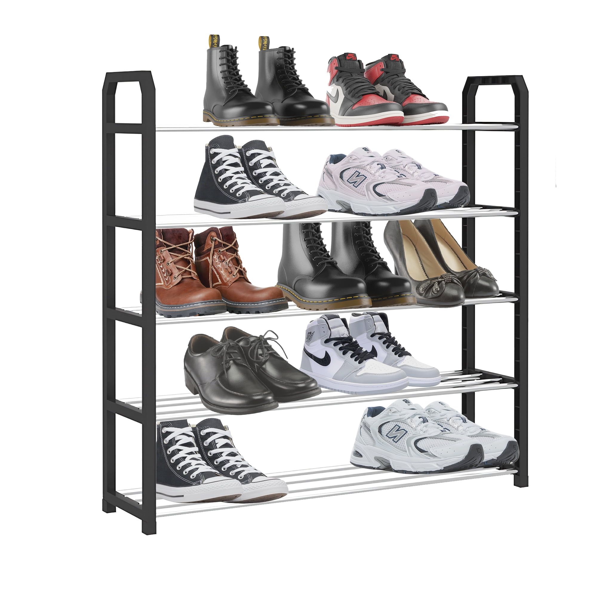 5-Tier Dish Rack Stackable Shoe Rack 15-Pairs Sturdy Shoe Shelf Storage Shoe Tower for Bedroom Entryway Hallway