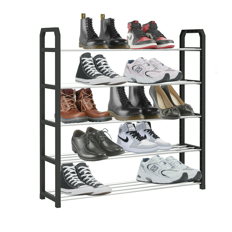 5-Tier Stackable Shoe Rack, 15-Pairs Sturdy Shoe Shelf Storage
