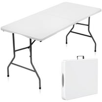 SUGIFT 5 ft Folding Table Plastic Foldable Table Portable Plastic Table for Indoor Outdoor Use and Events, White