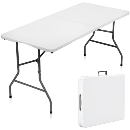SUGIFT 5 ft Folding Table Plastic Foldable Table Portable Plastic Table for Indoor Outdoor Use and Events, White
