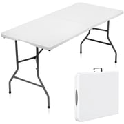 SUGIFT 5 ft Folding Table Plastic Foldable Table Portable Plastic Table for Indoor Outdoor Use and Events, White