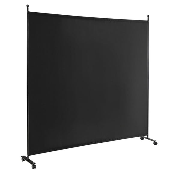 SUGIFT 6 Feet Single Panel Rolling Room Divider with Smooth Wheels, Freestanding Privacy Screen Partition for Bedroom Office Living Room, Black,