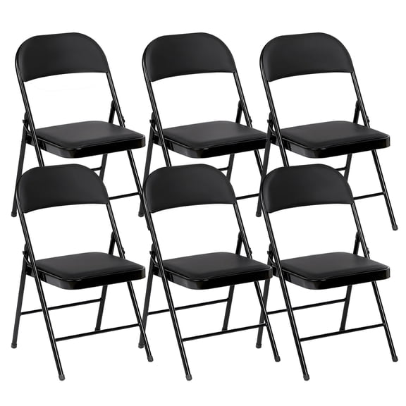 SUGIFT 6 Pack Padded Folding Chairs Set for Home and Office, Indoor and Outdoor Events (Black)