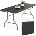 thumbnail image 1 of SUGIFT 6 ft Rectangular Black Plastic Folding Table, 1 of 9