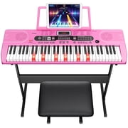 SUGIFT 61 Key Electric Keyboard Piano with Lighted Keys Portable Piano Kit, Black