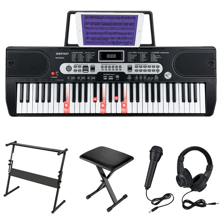 SUGIFT 61 Keys Keyboard Piano Set with Lighted Keys, Portable Electronic  Piano Keyboard for Beginners 