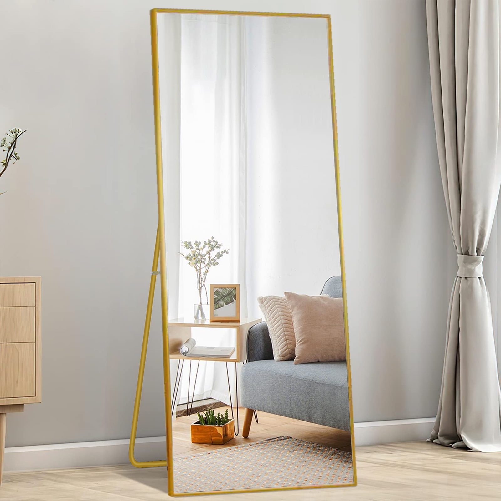 SUGIFT 65''x22'' Full Length Mirror Rectangle Body Floor Mirror, Gold
