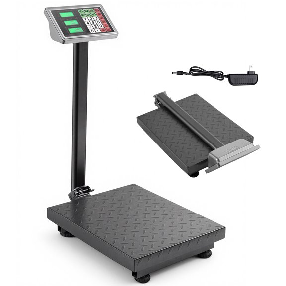 SUGIFT 660 lb Heavy Duty Digital Platform Scale, Foldable Stainless Steel Bench Scale with 19.7 x 15.7 inch Platform, LCD Display, LB/KG Switch, Rechargeable Shipping Scale for Warehouse and Home Use