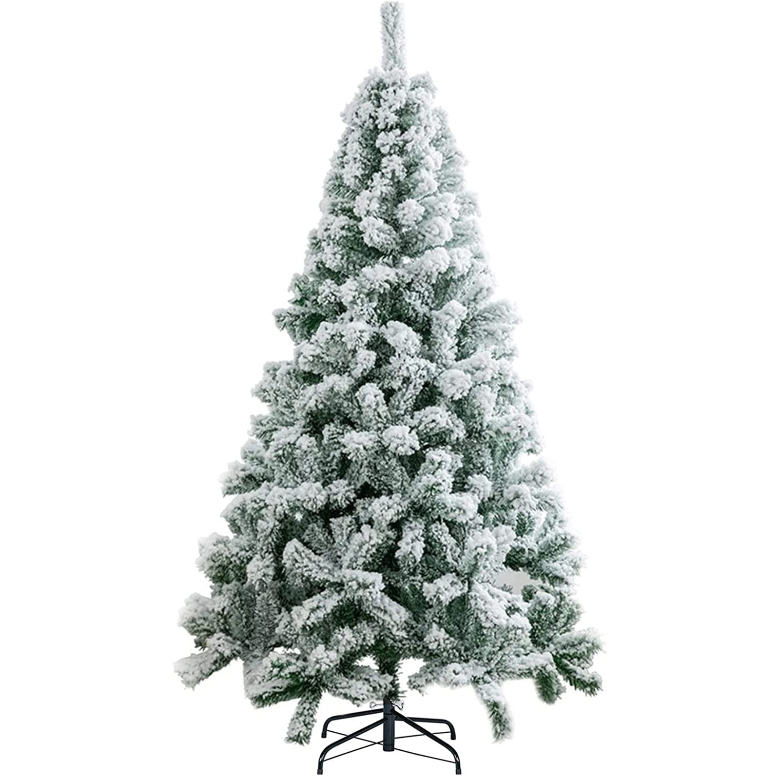 SUGIFT 6ft Artificial Christmas Tree with Flocked Snow Xmas Holiday ...