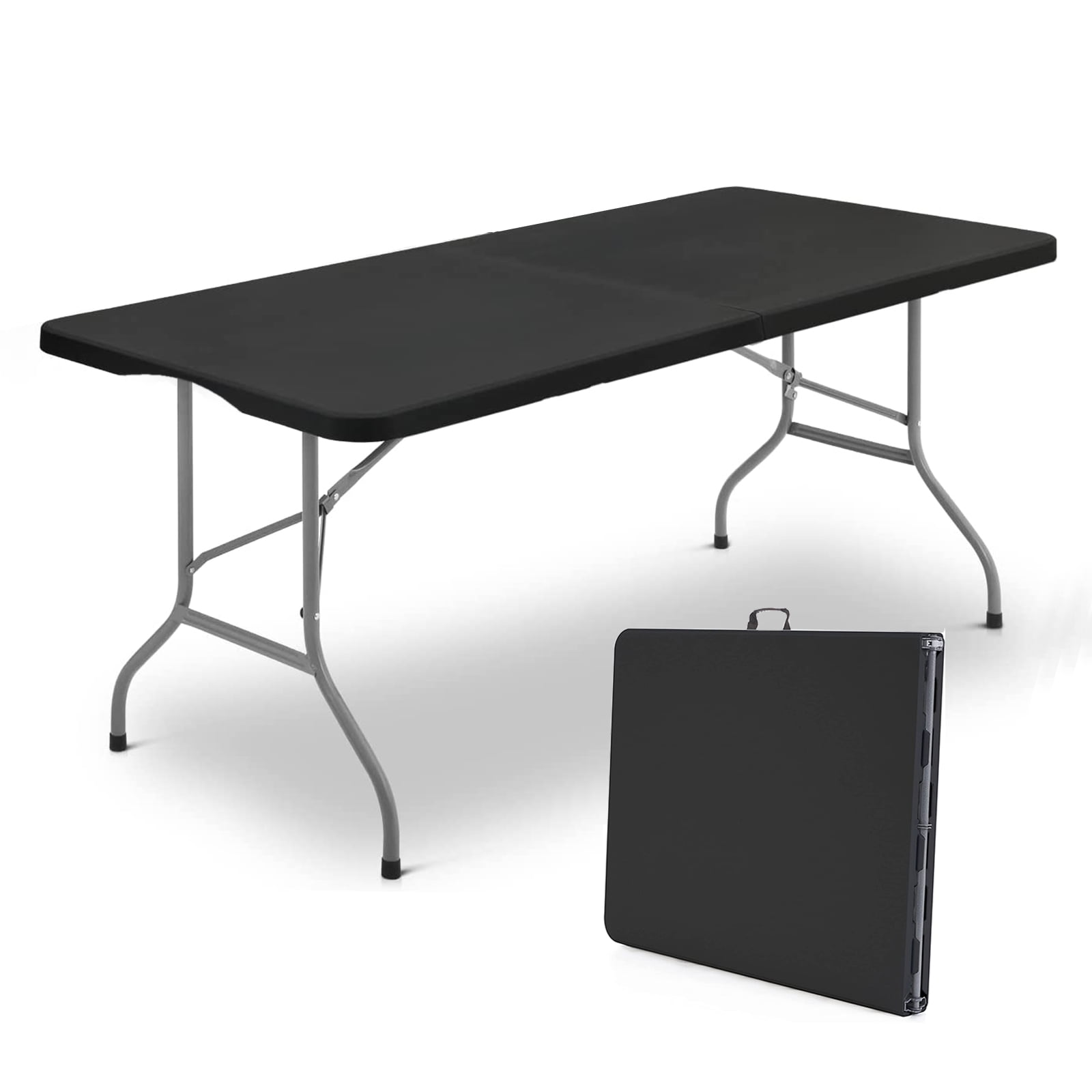 6 Ft Heavy Duty Folding Portable Grill Table Black Portable