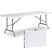 SUGIFT 8 ft Folding Table Rectangular White Folding Plastic Table