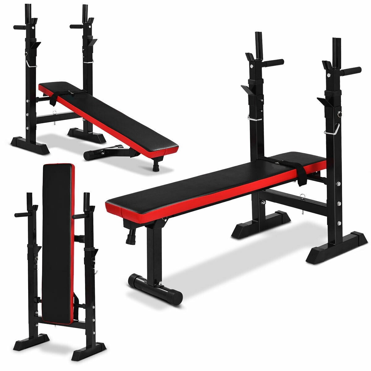HOMCOM Foldable Exercise Bench 6 Levels Adjustment - Black/Red