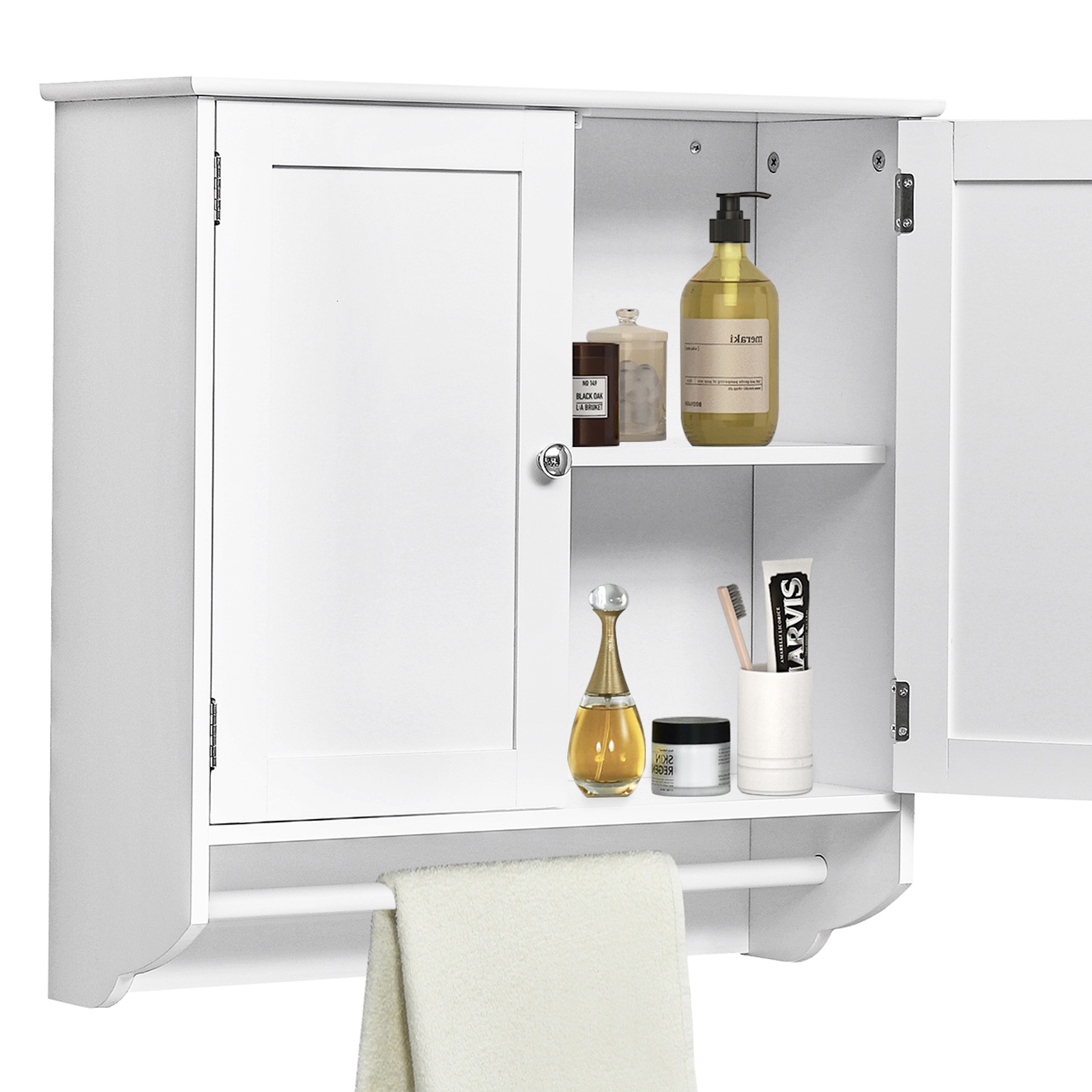 ZENY Bathroom Medicine Cabinet with 2 Door and Adjustable Shelves Wood ...