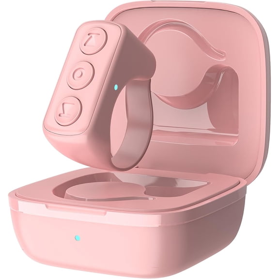 SUGIFT Bluetooth Scrolling Ring for TikTok, Wireless Finger Remote Control & Page Turner with Charging Case, Camera Shutter Remote for iPhone iPad Android, Short Video Controller, Pink