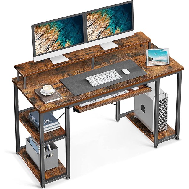 SUGIFT Computer Desk 47 inch Home Office Desk Study Writing Table with ...