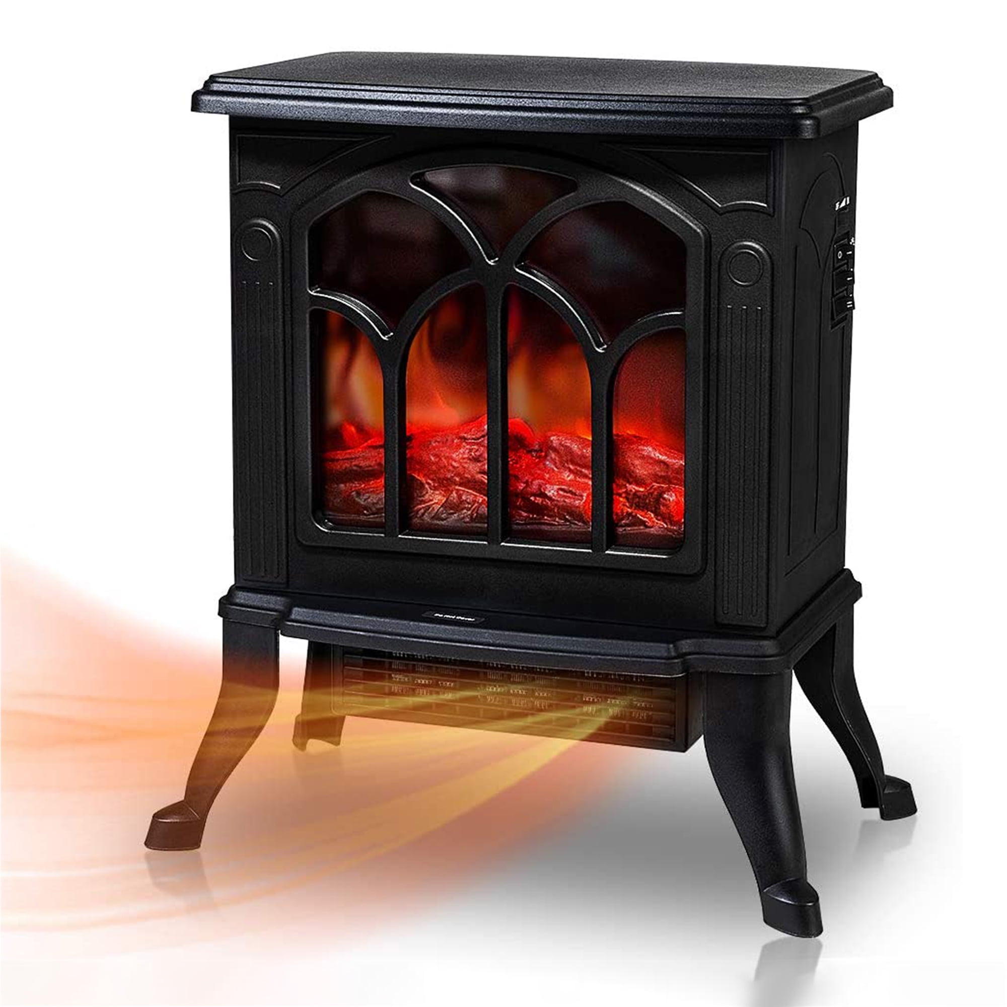 SUGIFT Electric Fireplace-Indoor Freestanding Space Heater with Faux Log  and Flame Effect, Black - Walmart.com
