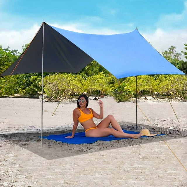 SUGIFT Family Portable Sun Shelter Beach Tent Canopy 10' x 10' UPF50+ Blue