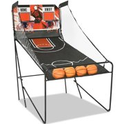 SUGIFT Foldable Basketball Arcade Game, Indoor Basketball Hoop Arcade w/4 Balls and LED Scoring System, Electronic Dual Shot 2 Player Arcade Basketball Game for Home, Game Room (Black)